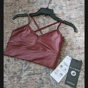 NWT Glyder Sports Exercise Yoga Bra Bralett XS Metallic Red Burgundy